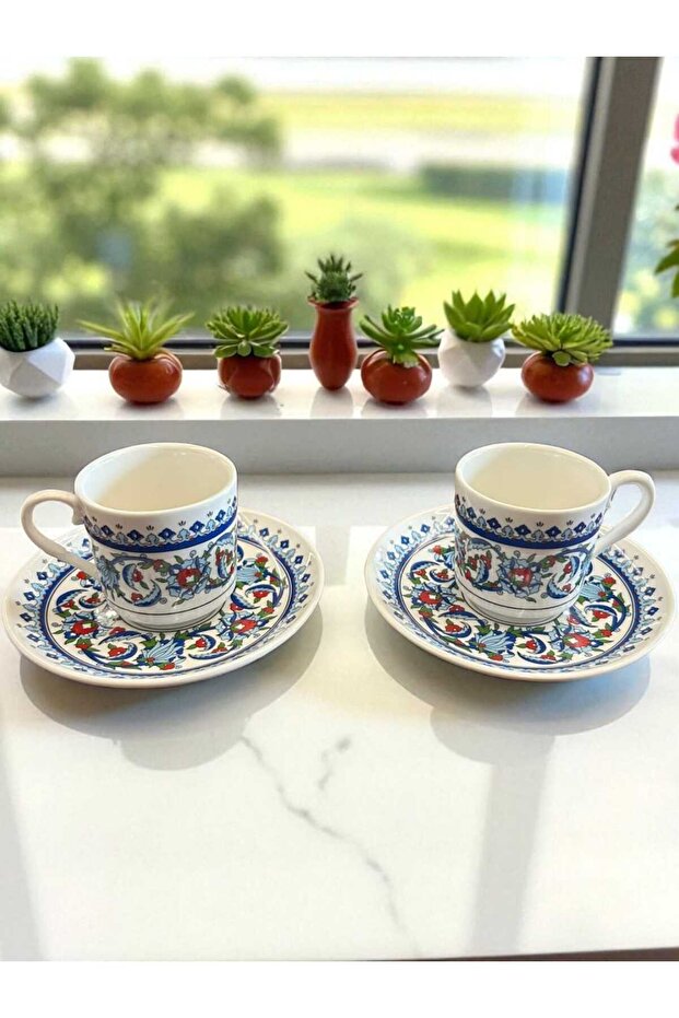Porcelain Cup Set - 2 Persons - Topkapı Pattern - 1
