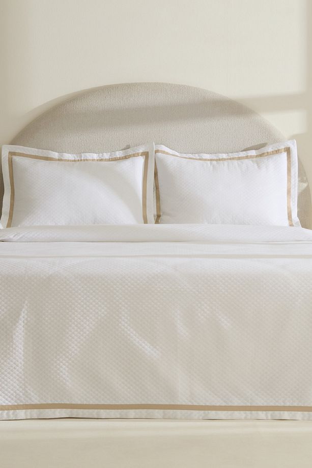 White Collection Doris %100 Pamuk Çift Kişilik Yatak Örtüsü Takımı Bej - 2
