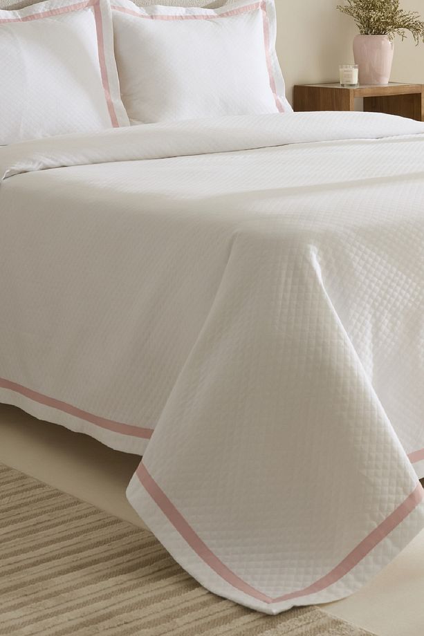 White Collection Doris %100 Pamuk Çift Kişilik Yatak Örtüsü Takımı Pudra - 8