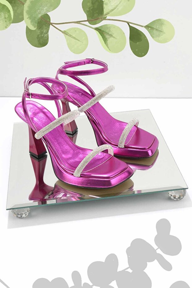 Metallic Fuchsia Damen Abendkleid Schuhe K 05215400809 - 2