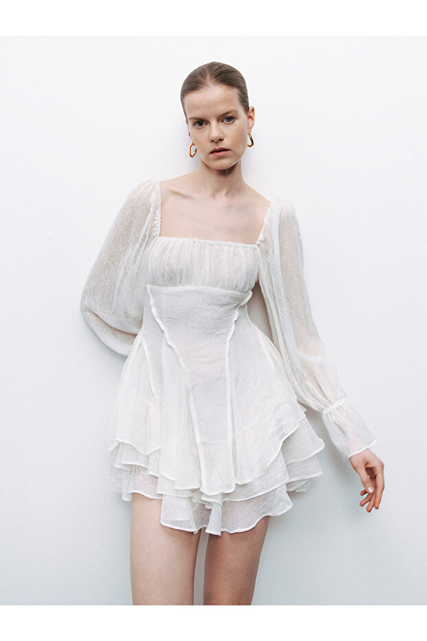 Volanlı Mini Elbise - 1