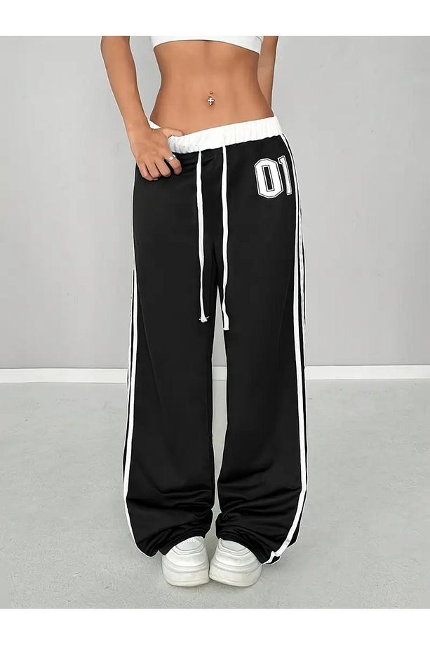 01 Number Oversize Bel İp Detaylı Baggy Eşofman Altı - 3