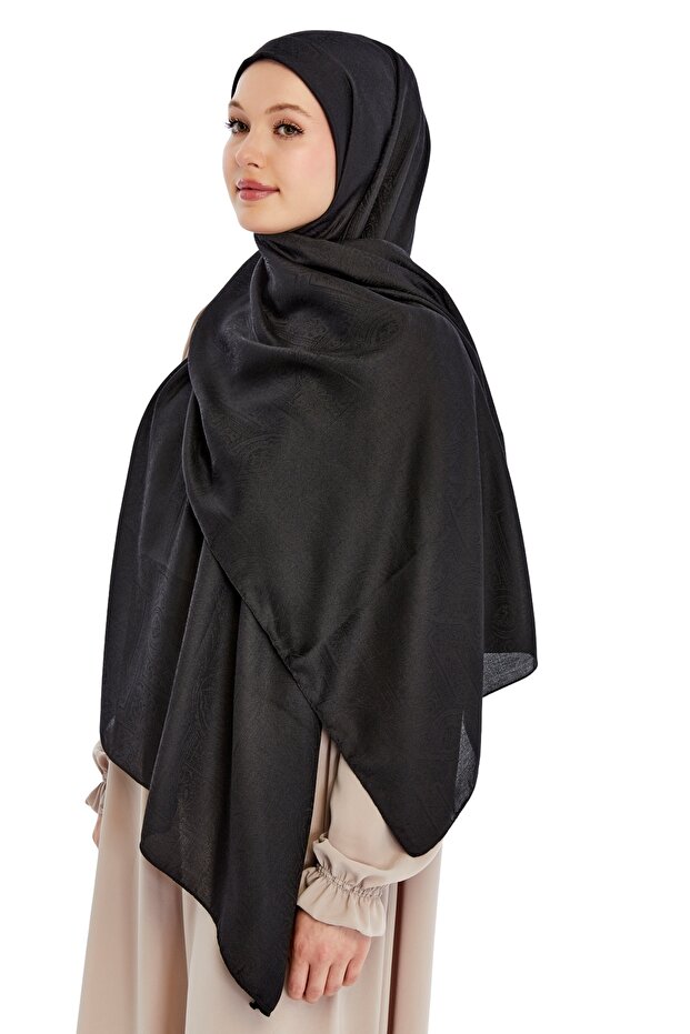 شال بنمط عرقي مونوجرام - أسود - 2