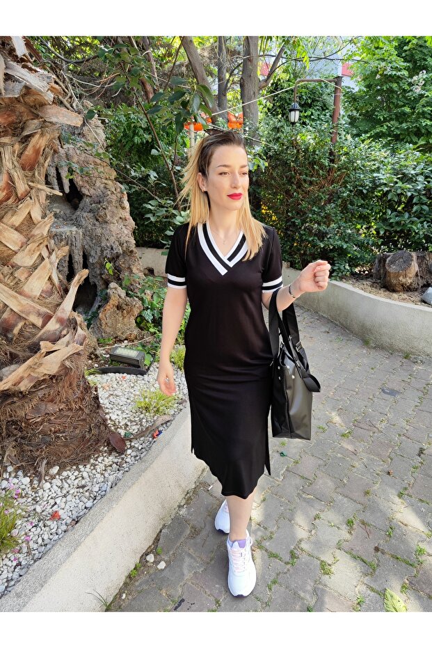 فستان أسود بفتحة - 1