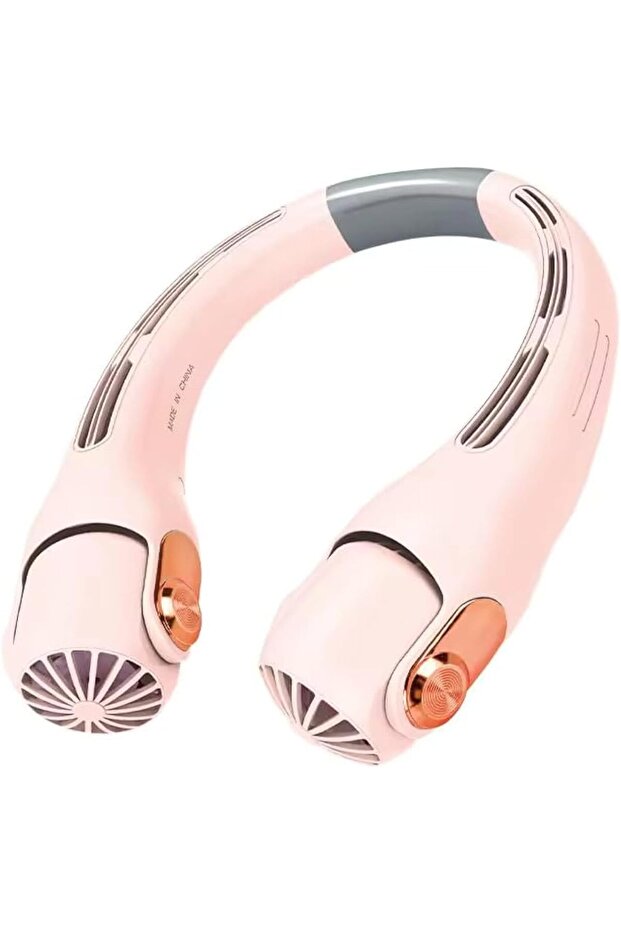 YU WELL Mini Wearable USB Neck Fan Long-lasting Battery Portable Lightweight Powerful Winds (Pink, 3