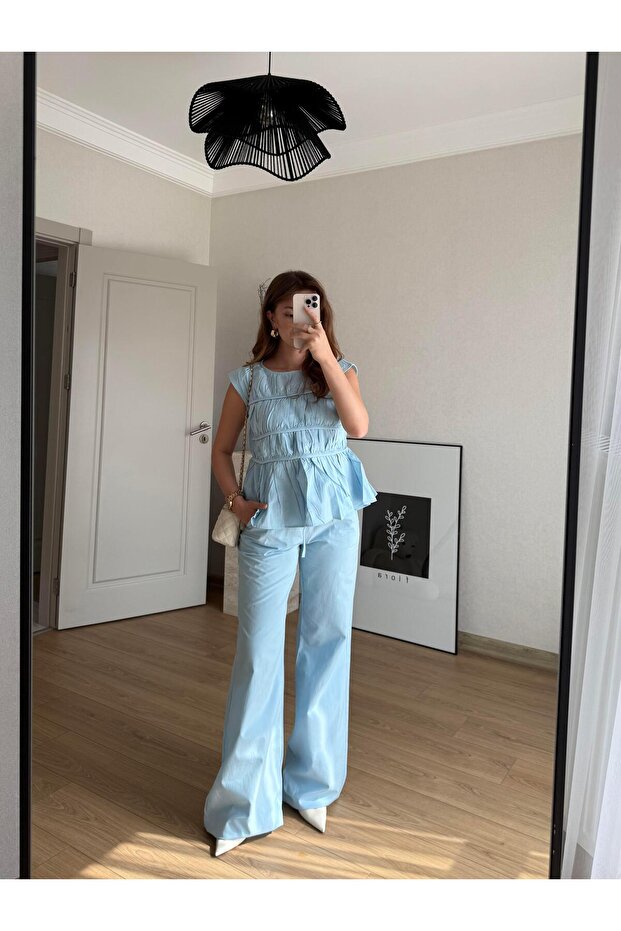 MAVİ LAYER PANTALON BLUZ TAKIM - 3