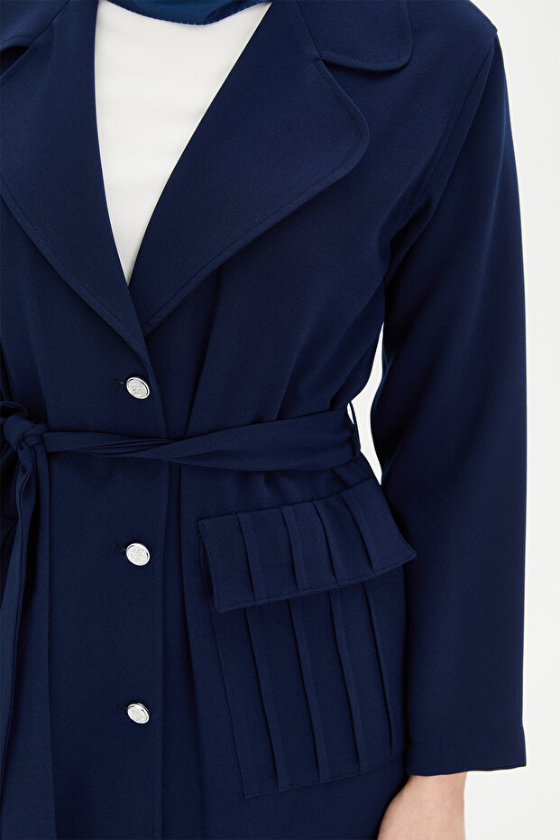 Şık Düğmeli Pardesü - 4