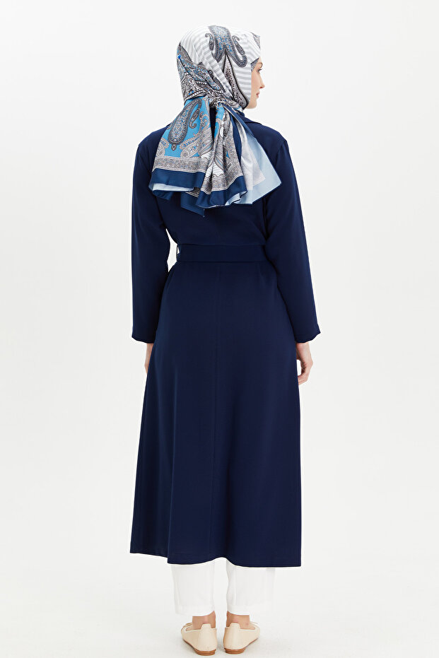 Şık Düğmeli Pardesü - 6