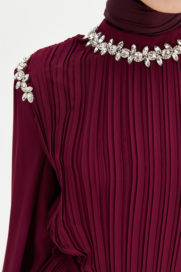 Pelerin Kol Piliseli Elbise - 6