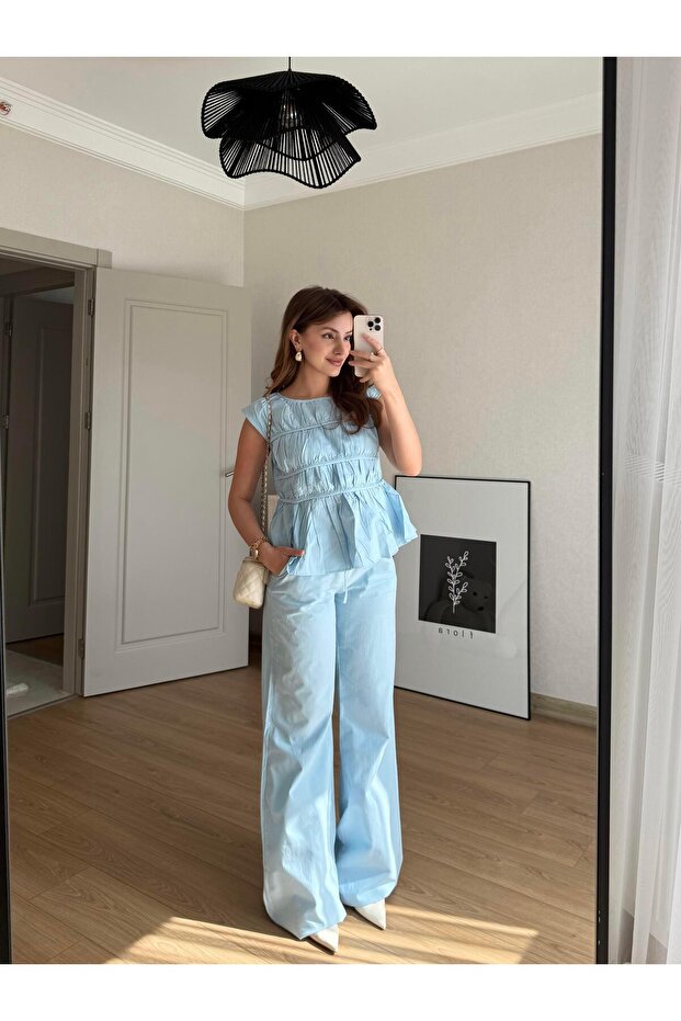 MAVİ LAYER PANTALON BLUZ TAKIM - 2