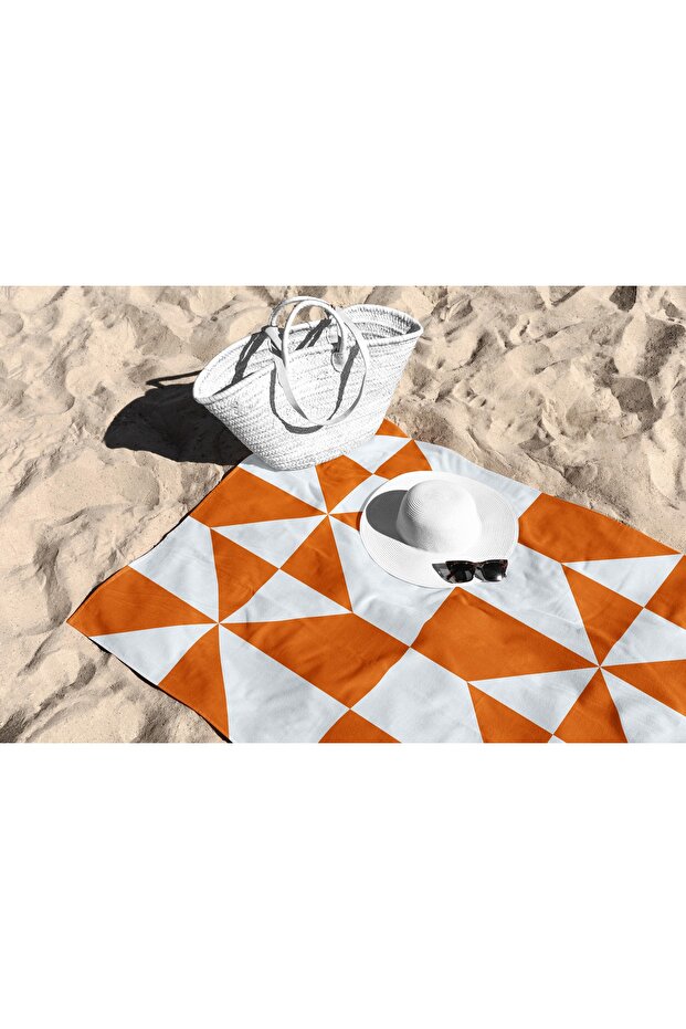 Geometric Pattern Beach Towel - Orange - 75X150 - 2
