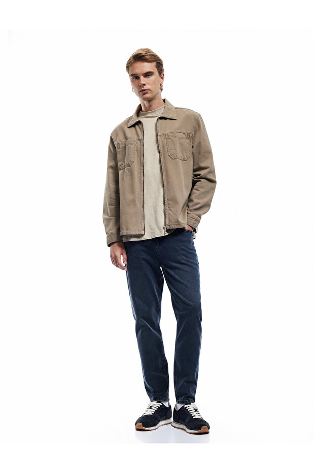 Cotton Regular Waist Tapered Fit Jean Trousers - Joe Jean