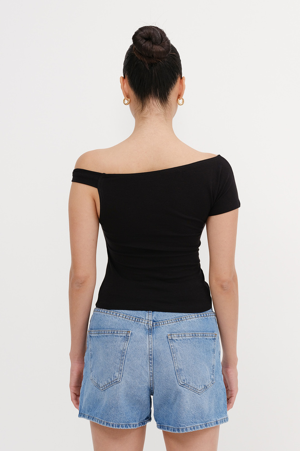 Kayık Yaka Basic T-shirt P1785 - 6