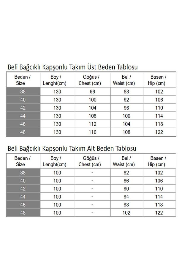 Beli Bağcıklı Kapşonlu Takım Bej 19236 - 6