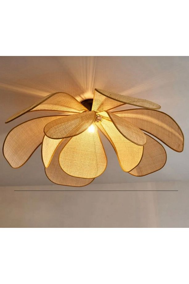 Modern Plafonyer Avize Iskandinav Boheme Çiçek Avize Hazeran Hasır Avize Rattan Salon Avizesi - 3