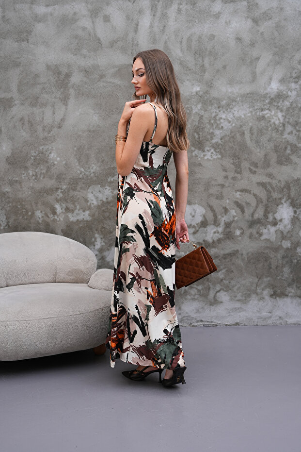 Patterned Viscose Dress with Straps - 6