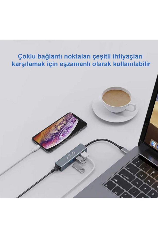 IUTP-03T USB3.0+Tip-C=>Gigabit RJ45+3*USB3.0 Çevirici (Giriş:Tip-A+Tip-C=>Çıkış:Eternet+3*Tip-A - 2