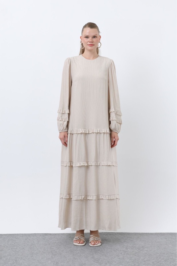 FIRFIRLI VİSKOZ ELBİSE - 3