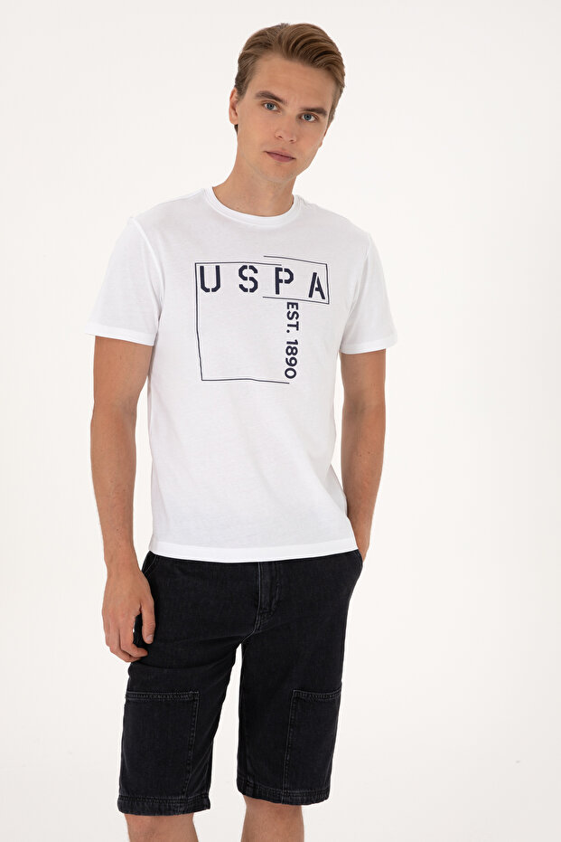 Men's Regular Fit White Crew Neck T-Shirt 50306908-Vr013