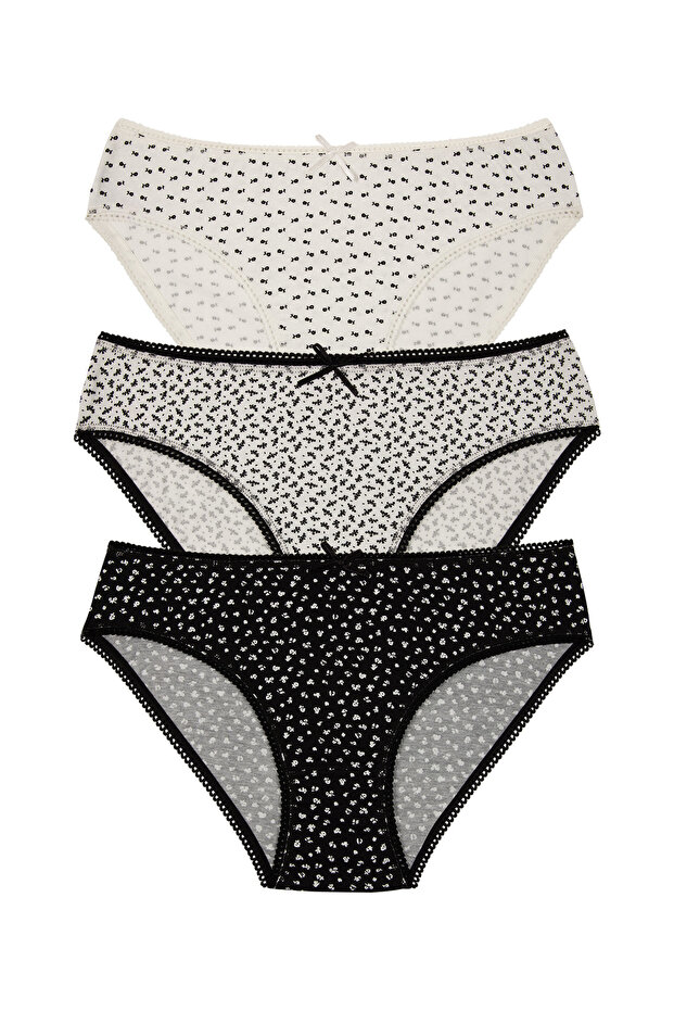 3-Pack Cotton Patterned Regular Waist Slip Panties