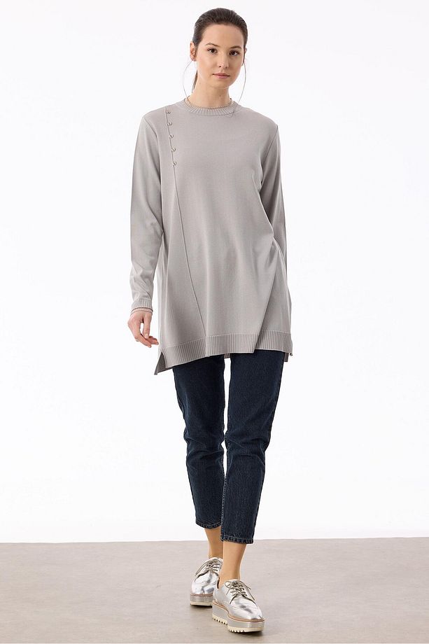 Fırfır Detaylı Rayon Tunik A.GRİ - 2