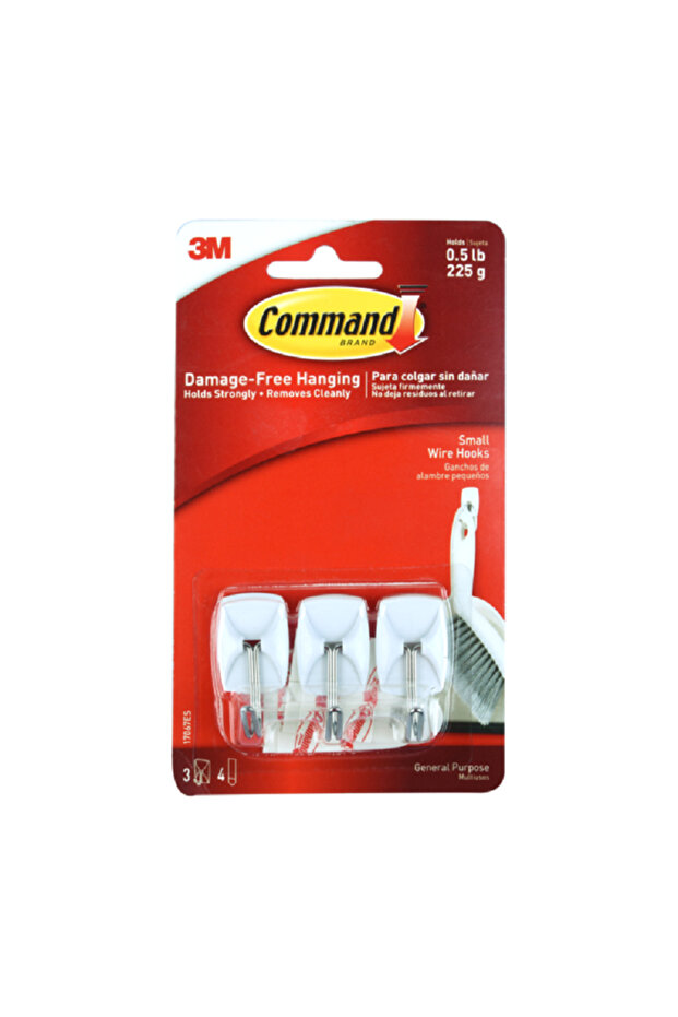 3-Piece Wire Hook White Small - 1