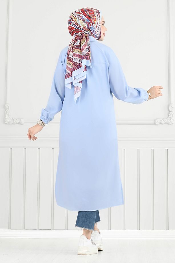 Nakış İşlemeli Tesettür Tunik 4095PM271 Bebe Mavisi - 5