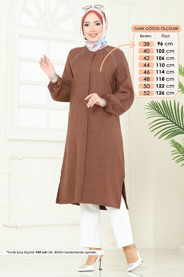 Omzu Taşlı Sofia Tunik 3124HBS856 Açık Kahve - 2