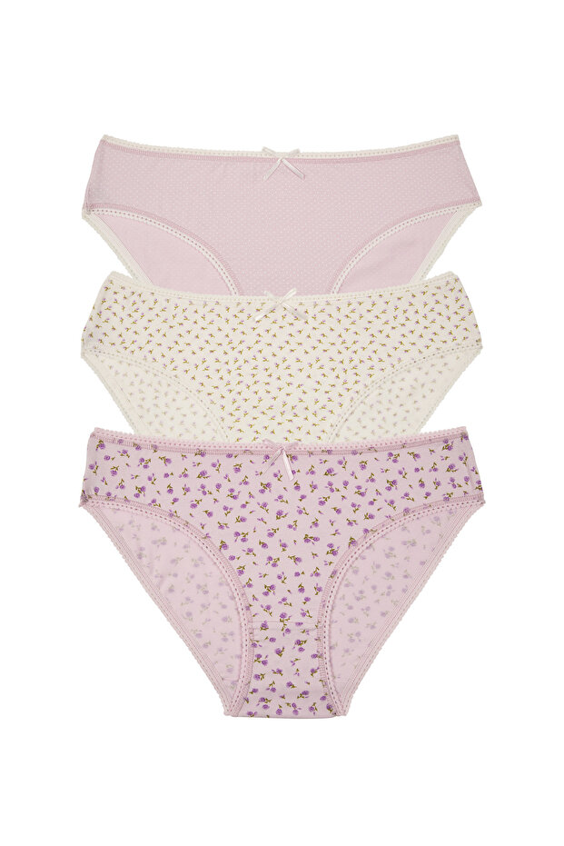 3-Pack Cotton Patterned Regular Waist Slip Panties