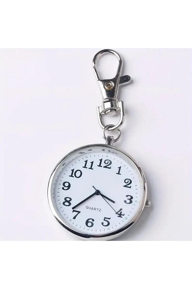 Anahtarlık Klipsli Analog Quartz Cep Saati Siyah - 9