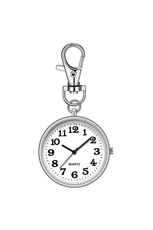 Anahtarlık Klipsli Analog Quartz Cep Saati Siyah - 1