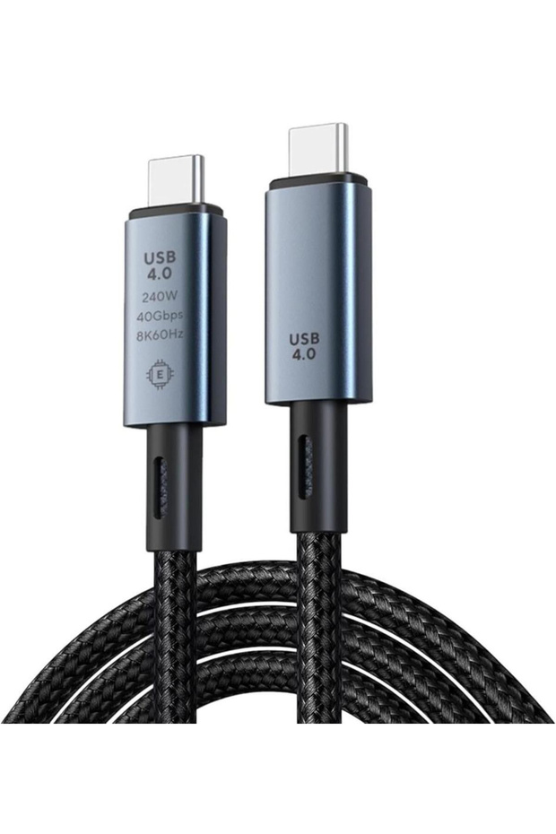 40Gbps 240W 4.0 Thunderbolt Type-C to Type-C Şarj, Data 8K 60Hz Görüntü Aktarım Kablo 2 Metre CZ855 - 1