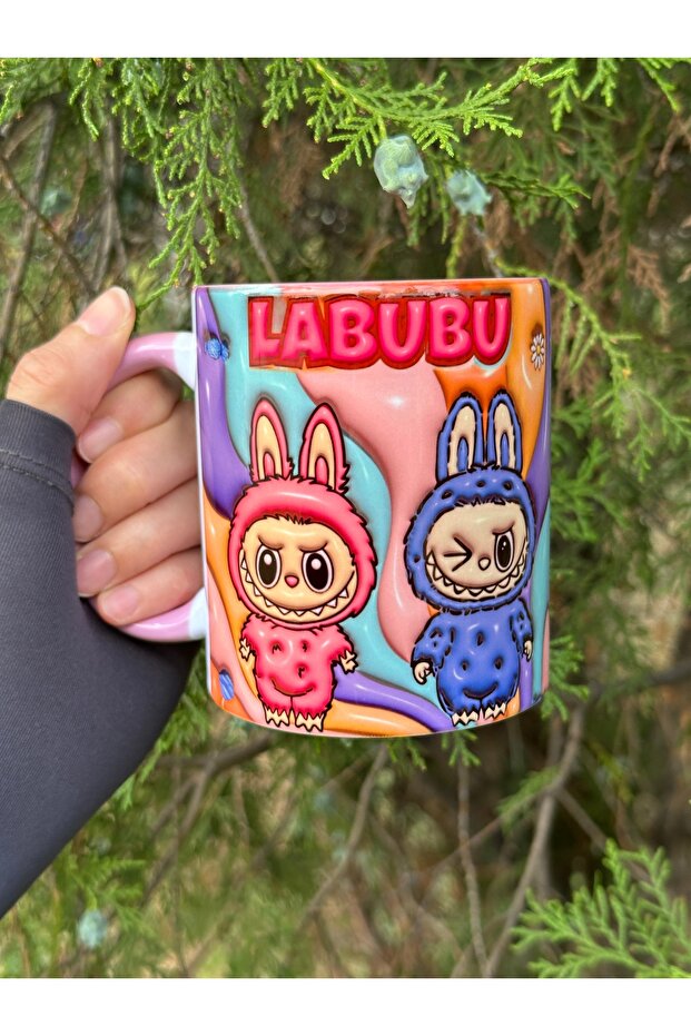 كوب مطبوع عليه اسم Labubu عالي الجودة من البورسلين قابل للكتابة كهدية مميزة
