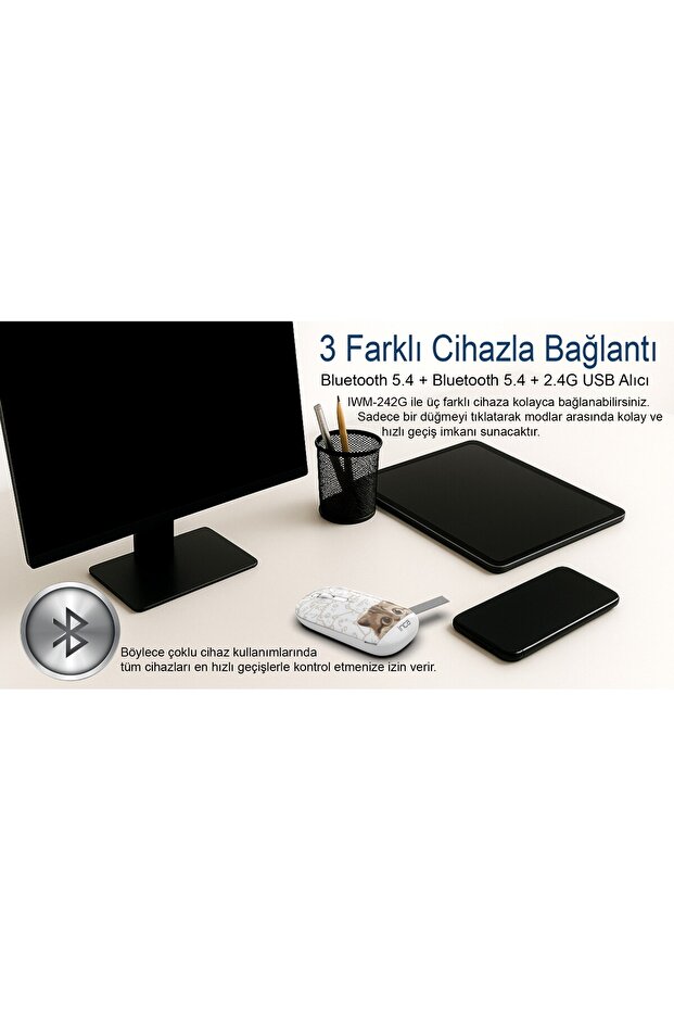 IWM-242 Bluetooth+Wireless Double Mod Rechargeable Handhold Silent Mouse - 2