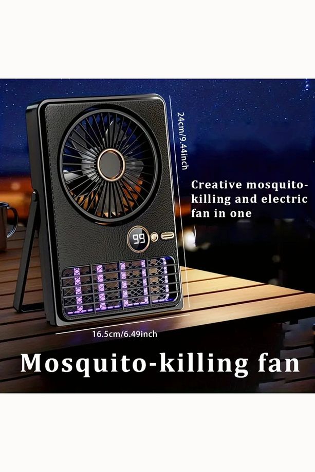 Taşınabilir Şarjlı Fan & Böcek Kovucu - USB Girişli, Sessiz, 5 Kademe, Çift Amaçlı Kullanım - 3