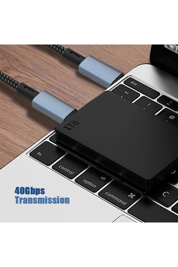 40Gbps 240W 4.0 Thunderbolt Type-C to Type-C Şarj, Data 8K 60Hz Görüntü Aktarım Kablo 2 Metre CZ855 - 5