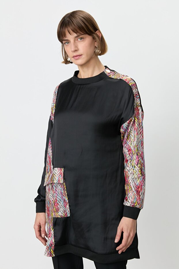 Garnished Pocket Detailed Tunic Black