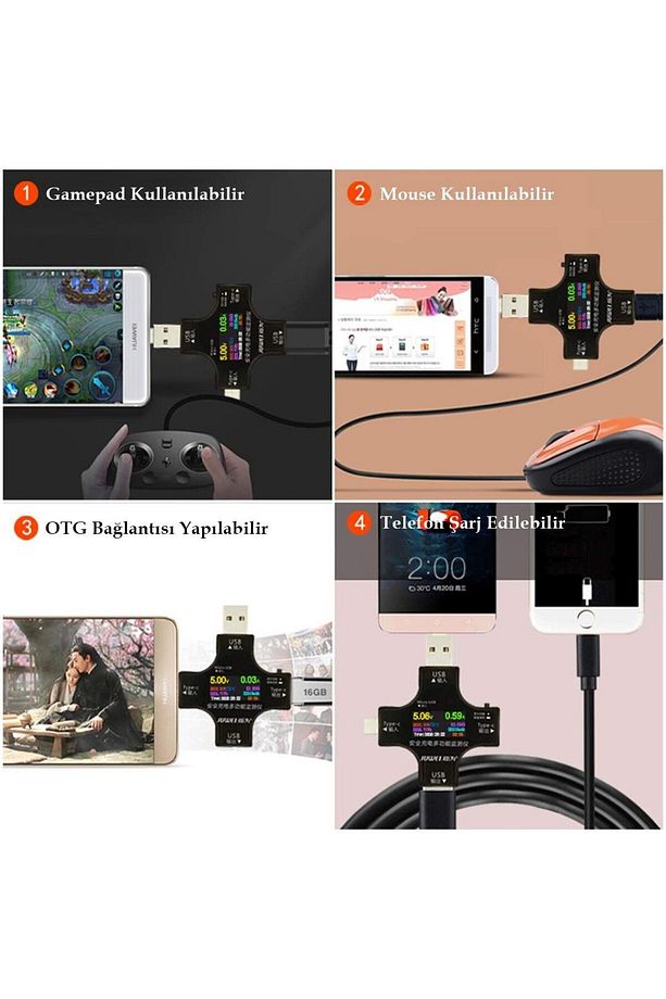 PM-26611 USB Tester Voltmetre Ampermetre Akım Göstergesi Multimetre Test Cihazı OTG Dest - 2