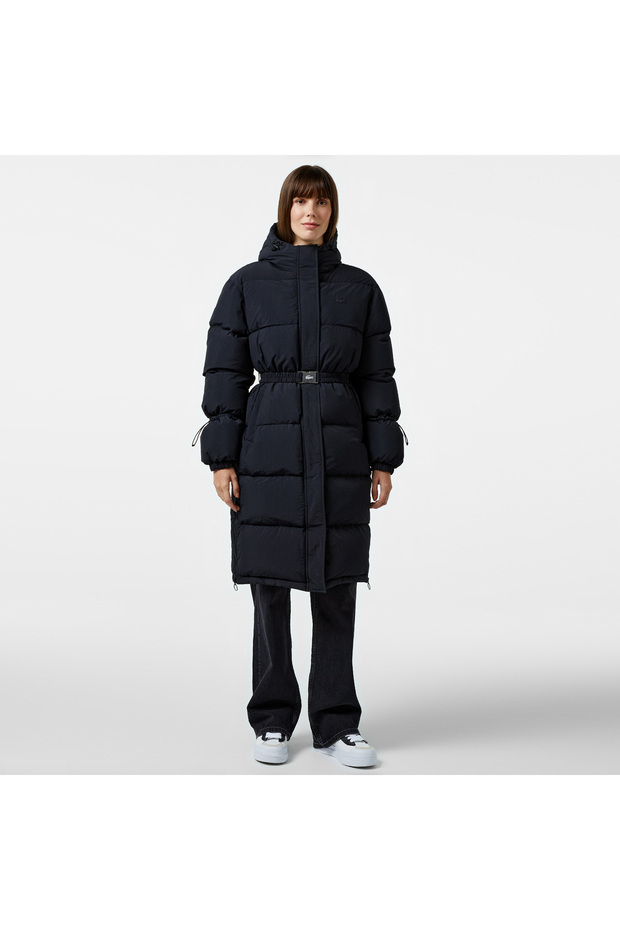 Kadın Kapüşonlu Siyah Mont - 4