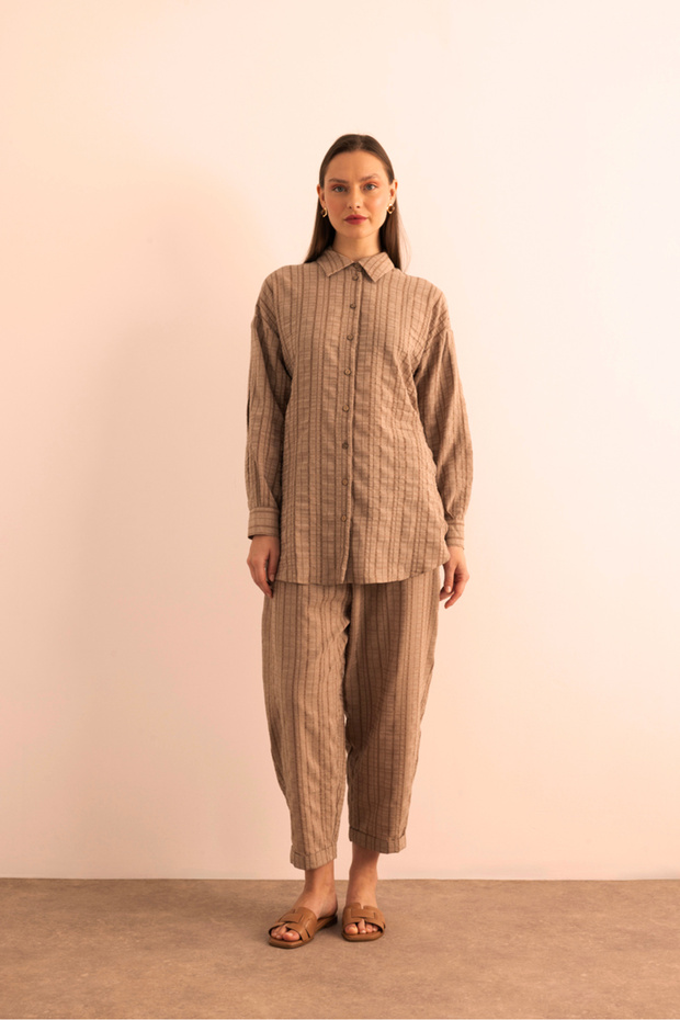 تونيك من القطن المخطط ذو الملمس - 2