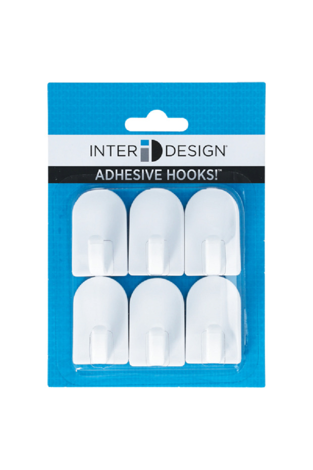 خطاف حائط بلاستيكي صغير ذاتي اللصق باللون الأبيض - 1