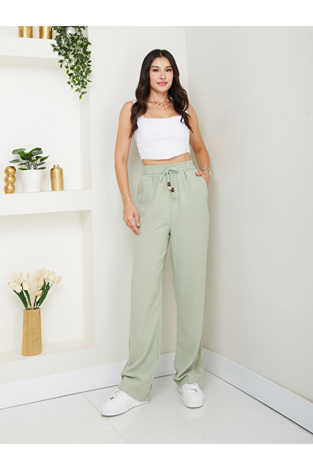 Linen Mixed Relaxed Fit Summer Pants # 7665