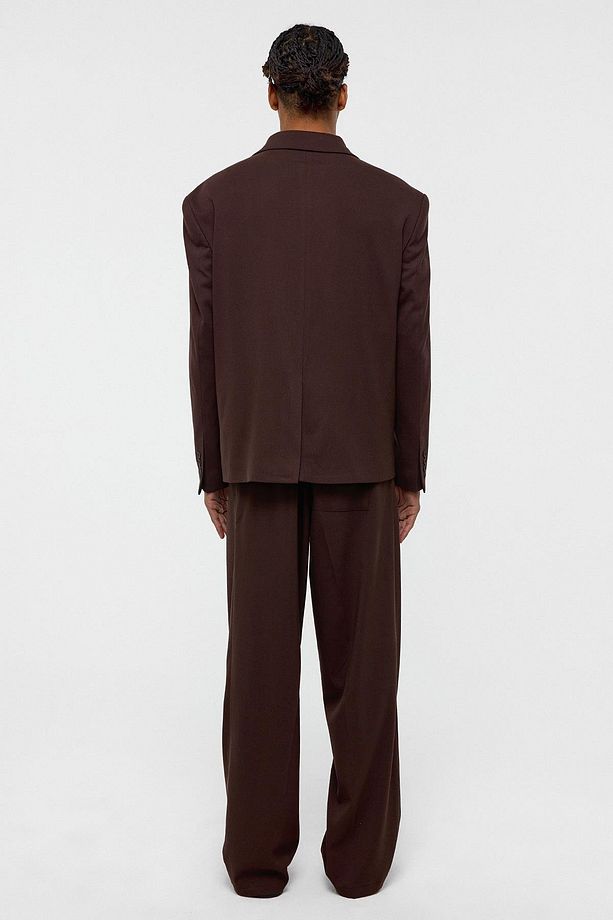 Tek Düğme Oversize Takım Elbise Kahve - 5