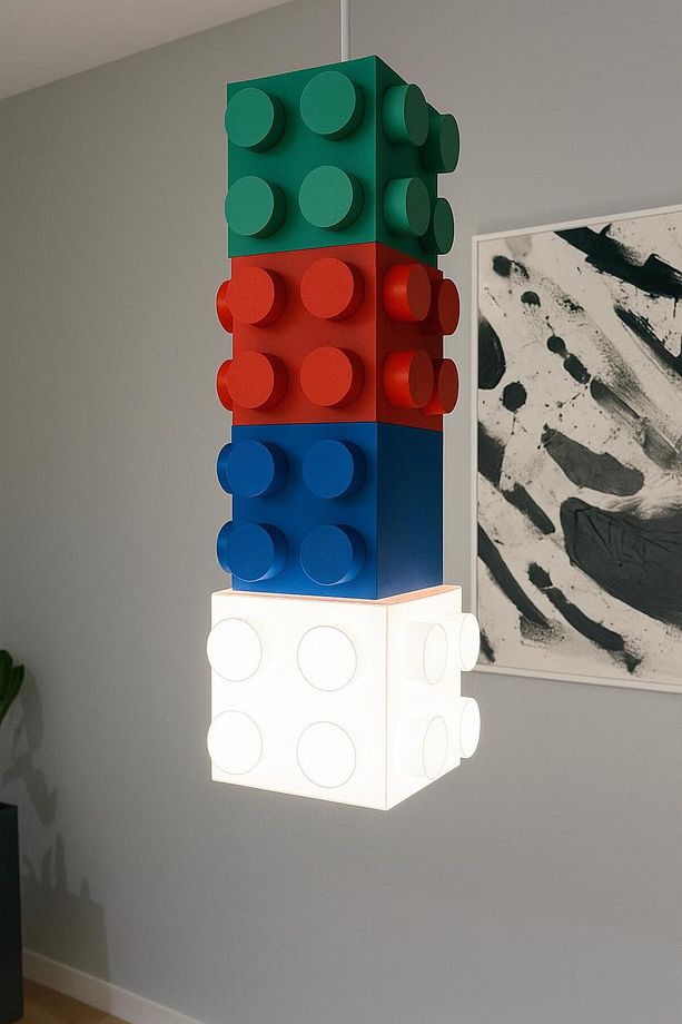 Renkli Blok Görünümlü Çocuk Odası Tavan Lambası – Eğlenceli ve Modern Tasarım - 4