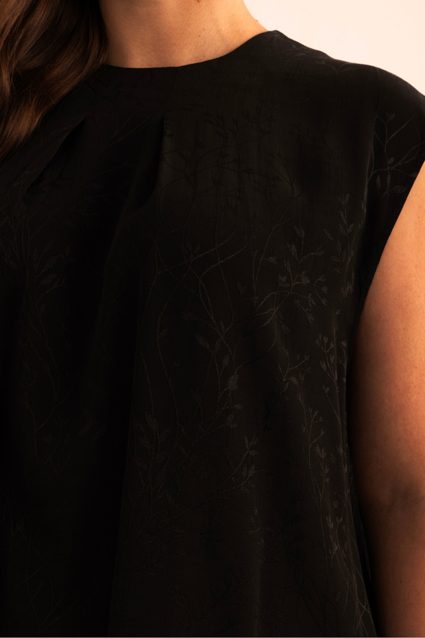 Jacquard Patterned Viscon Sleeveless Blouse - 5