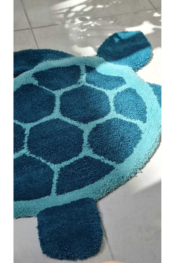 Punch Kaplumbağa Model Tufting Paspas (Çocuk Odası - Balkon - Kapı Önü - Banyo Paspası) - 6