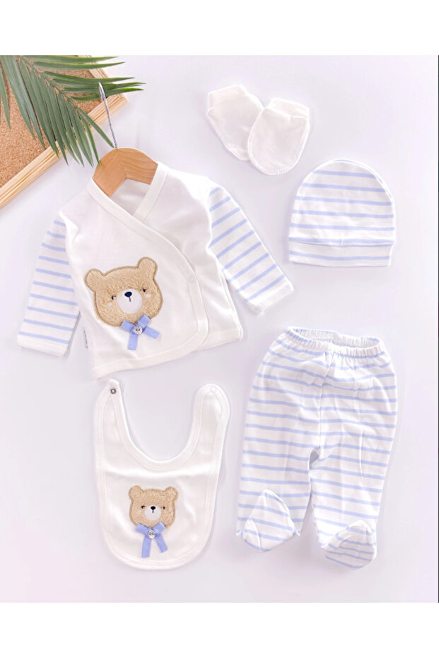 Teddy Bear Süzene Embroidered Striped Boxed Set of 5 Hospital Release