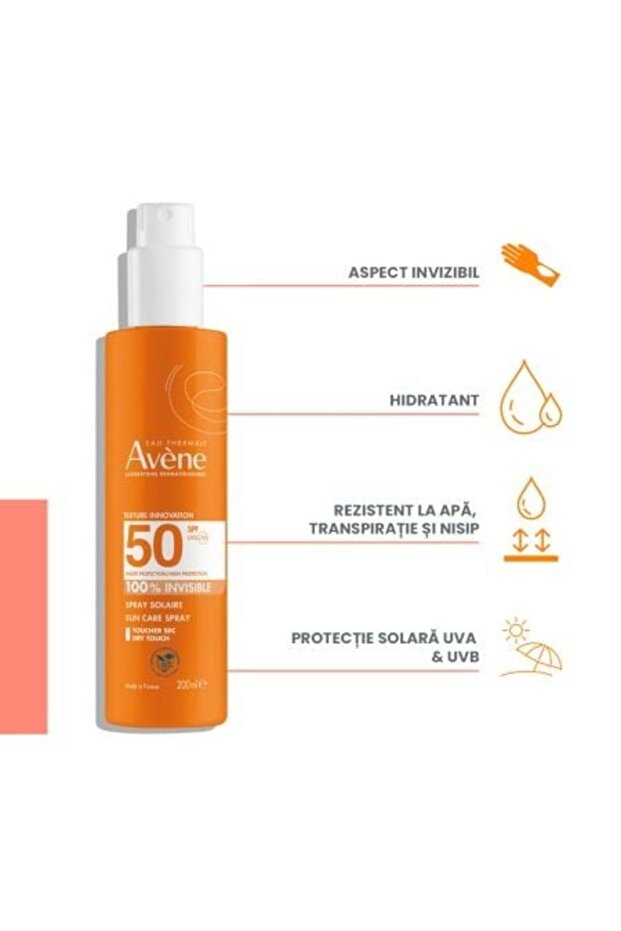 Anti-aging moisturizing body spray with very high sun protection, Avene Solaire SPF50+, 200 ml - 2