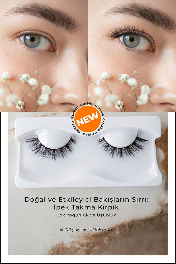Tekrar Kullanılabilir Takma Kirpik Ultra Hafif, İpek Kirpik, Takma Kirpik - 1