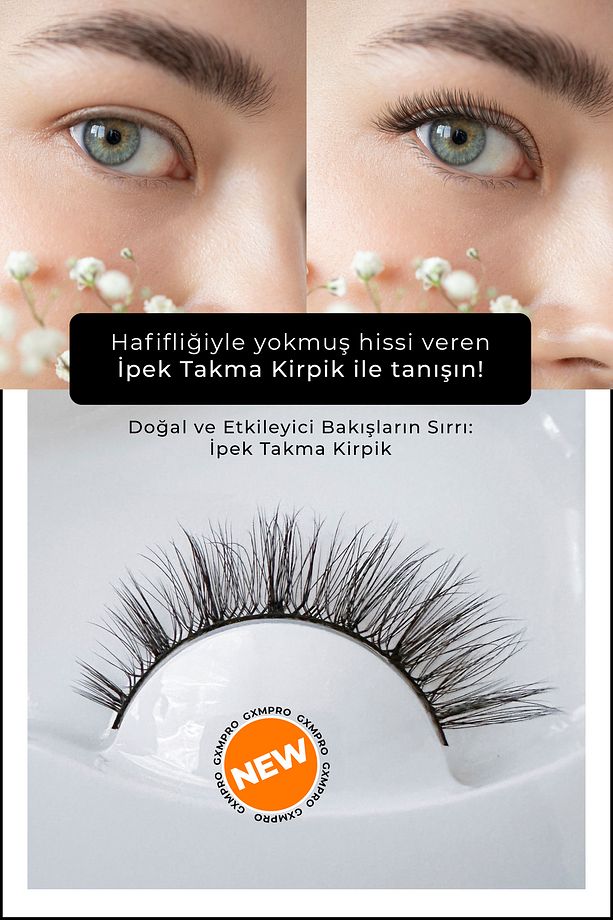 Tekrar Kullanılabilir Takma Kirpik Ultra Hafif, İpek Kirpik, Takma Kirpik - 3